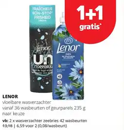 Spar LENOR vloeibare wasverzachter vanaf 36 wasbeurten of geurparels 235 g aanbieding