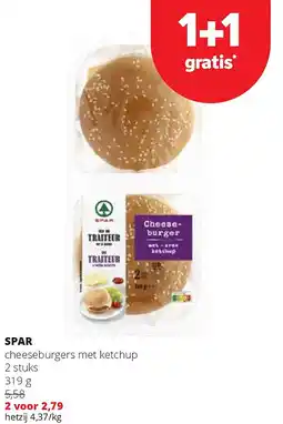 Spar SPAR cheeseburgers met ketchup 2 stuks 319 g aanbieding