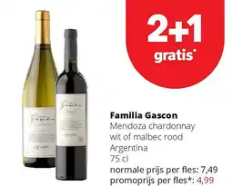 Spar Familia Gascon Mendoza chardonnay wit of malbec rood Argentina 75 cl aanbieding