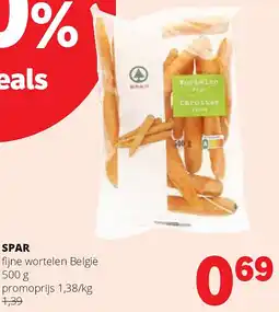Spar SPAR fijne wortelen België 500 g aanbieding