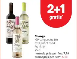 Spar Change IGP Languedoc bio rosé, wit of rood Frankrijk 75 cl aanbieding