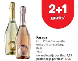 Spar Pasqua DOC Prosecco Veneto extra dry of rosé brut Italië 75 cl aanbieding