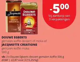 Spar Douwe Egberts dessert gemalen koffie 500 g aanbieding