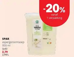 Spar SPAR aspergeroomsoep 950 ml aanbieding