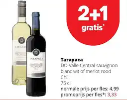Spar Tarapaca DO Valle Central sauvignon blanc wit of merlot rood Chili 75 cl aanbieding