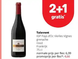 Spar Talavent IGP Pays d’Oc Vieilles Vignes grenache rood Frankrijk 75 cl aanbieding