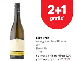 Spar Klet Brda sauvignon blanc Ribolla wit Slovenië 75 cl aanbieding