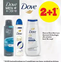 Spar Dove en Dove Men+care deororant & douchegel, alle varianten aanbieding
