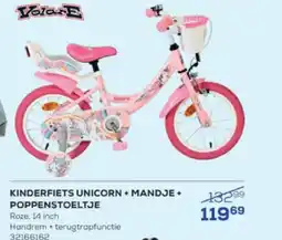 Supra Bazar Kinderfiets unicorn + mandje + poppenstoeltje aanbieding