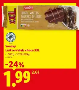 Lidl Sondey Luikse wafels choco XXL aanbieding