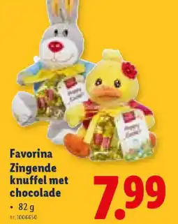 Lidl Favorina Zingende knuffel met chocolade aanbieding