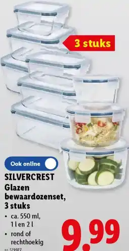Lidl Silvercrest glazen bewaardozenset aanbieding