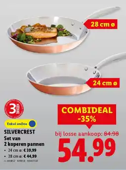 Lidl Silvercrest Set van 2 koperen pannen aanbieding