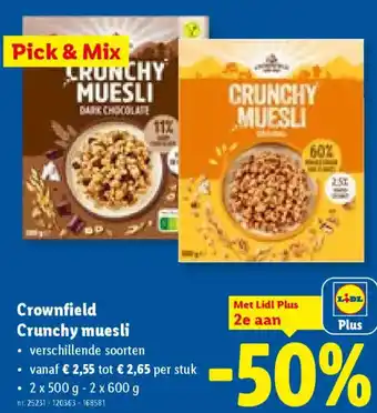 Lidl Crownfield Crunchy muesli aanbieding