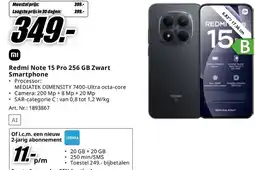 MediaMarkt Redmi Note 15 Pro 256 GB Zwart Smartphone aanbieding