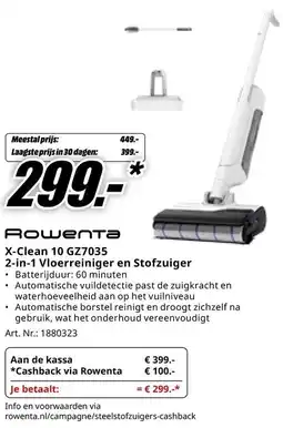 MediaMarkt Rowenta X-Clean 10 GZ7035 2-in-1 Vloerreiniger en Stofzuiger aanbieding