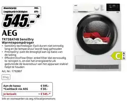 MediaMarkt AEG TR738AT4B SensiDry Warmtepompdroger aanbieding