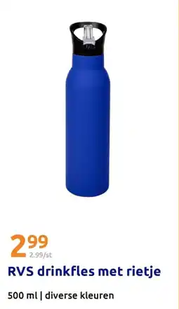 Action RVS drinkfles met rietje aanbieding