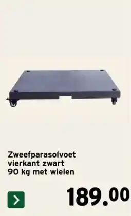 GAMMA Zweefparasolvoet vierkant zwart met wielen aanbieding