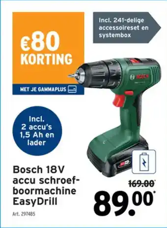 GAMMA Bosch 18V accu schroefboormachine EasyDrill aanbieding