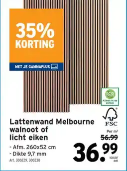 GAMMA Lattenwand Melbourne walnoot of licht eiken aanbieding