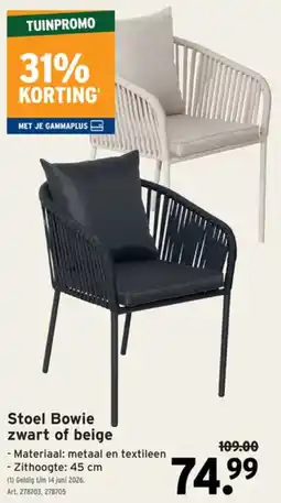 GAMMA Stoel Bowie zwart of beige aanbieding