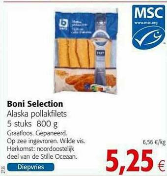 Colruyt Boni Selection Alaska Pollakfilets aanbieding
