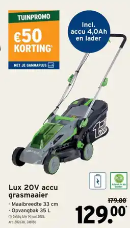 GAMMA Lux 20V accu grasmaaier aanbieding