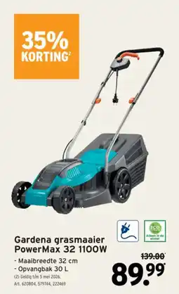 GAMMA Gardena grasmaaier PowerMax 32 1100W aanbieding