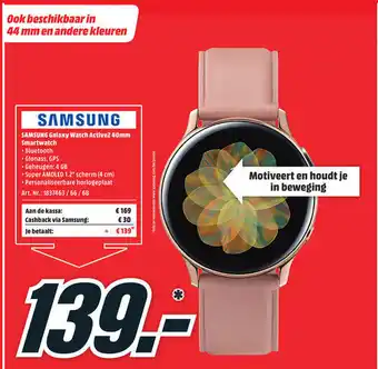 MediaMarkt Samsung Galaxy Watch Active2 40mm Smartwatch aanbieding