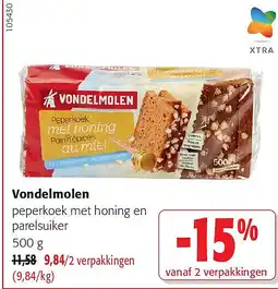 Colruyt Vondelmolen peperkoek met honing en parelsuiker 500 g aanbieding