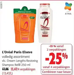 Colruyt L’Oréal Paris Elseve Dream Lengths Restoring Shampoo Refill 250 ml aanbieding