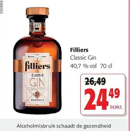 Colruyt Filliers Classic Gin 40,7 % vol 70 cl aanbieding