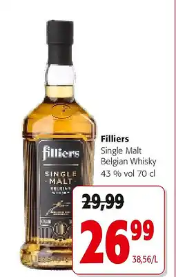 Colruyt Filliers Single Malt Belgian Whisky 43 % vol 70 cl aanbieding