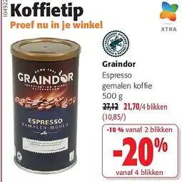 Colruyt Graindor Espresso gemalen koffie 500 g aanbieding