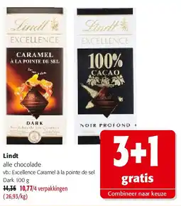 Colruyt Lindt Excellence Caramel à la pointe de sel Dark 100 g aanbieding