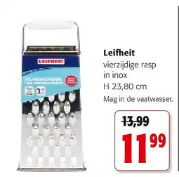 Colruyt Leifheit vierzijdige rasp in inox H 23,80 cm aanbieding