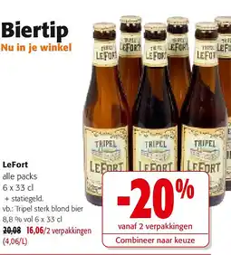Colruyt LeFort Tripel sterk blond bier 8,8 % vol 6 x 33 cl aanbieding