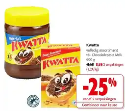 Colruyt Kwatta Chocoladepasta Melk 600 g aanbieding