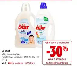 Colruyt Le Chat Vloeibaar wasmiddel Bébé 32 dosissen 1,44 L aanbieding