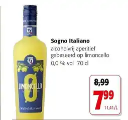 Colruyt Sogno Italiano alcoholvrij aperitief gebaseerd op limoncello 0,0 % vol 70 cl aanbieding