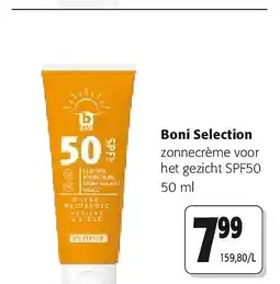 Colruyt Boni Selection zonnecrème voor het gezicht SPF50 50 ml aanbieding