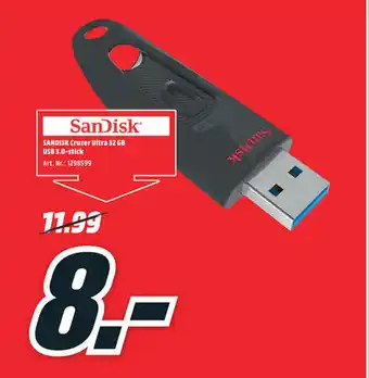 MediaMarkt Sandisk Cruzer Ultra 32 GB USB 3.0-stick aanbieding