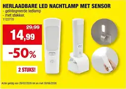 Hubo Herlaadbare led nachtlamp met sensor aanbieding