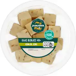 Albert Heijn AH Zaanlander Kaasblokjes jong komijn 48+ aanbieding