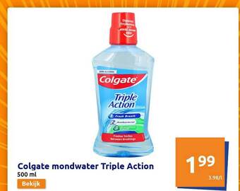 Action Colgate Mondwater Triple Action aanbieding