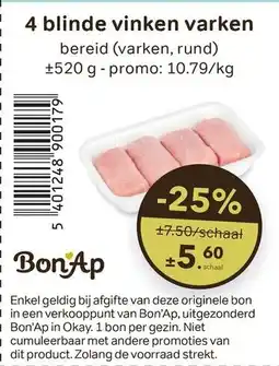 Bon Ap 4 blinde vinken varken aanbieding
