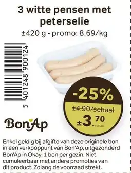 Bon Ap 3 witte pensen met peterselie aanbieding