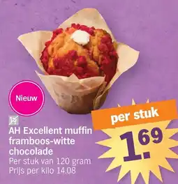 Albert Heijn AH Excellent muffin framboos-witte chocolade aanbieding