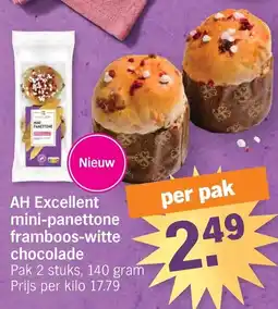 Albert Heijn AH Excellent mini-panettone framboos-witte chocolade aanbieding